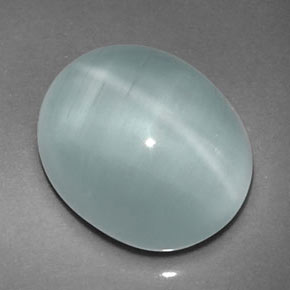 8.02캐럿 천연 블루그린 Cat's Eye Aquamarine, 투명한, 12.8×10.8 mm, 투명/반투명