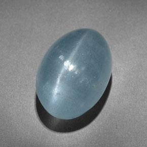 10.31캐럿 천연 블루그린 Cat's Eye Aquamarine, 타원형 컷, 14.9×10.1 mm, 투명한