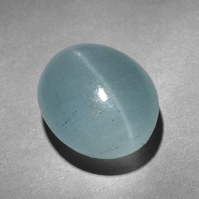 10.32캐럿 천연 청록색 캣츠아이 아쿠아마린, 타원형, 투명한