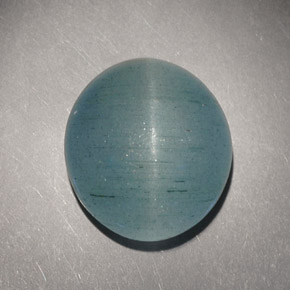 7.21캐럿 천연 블루그린 Cat's Eye Aquamarine, 타원형 컷, 13×11.7 mm, 투명한