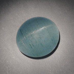 7.21캐럿 천연 블루그린 Cat's Eye Aquamarine, 타원형 컷, 13×11.7 mm, 투명한
