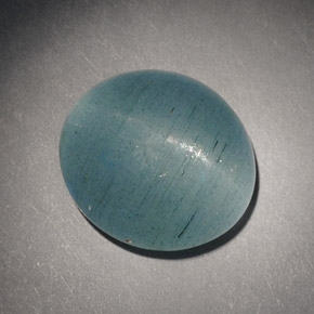 7.21캐럿 천연 블루그린 Cat's Eye Aquamarine, 타원형 컷, 13×11.7 mm, 투명한