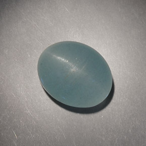 4.98캐럿 천연 블루그린 Cat's Eye Aquamarine, 타원형 컷, 10.9×8.8 mm, 투명한
