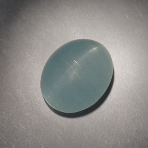 4.98캐럿 천연 블루그린 Cat's Eye Aquamarine, 타원형 컷, 10.9×8.8 mm, 투명한