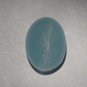 6.60캐럿 천연 블루그린 Cat's Eye Aquamarine, 타원형 컷, 12.9×9.4 mm, 투명한