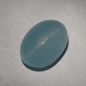 6.60캐럿 천연 블루그린 Cat's Eye Aquamarine, 타원형 컷, 12.9×9.4 mm, 투명한