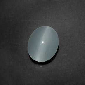 5.17캐럿 천연 그린블루 Cat's Eye Aquamarine, 타원형 컷, 12.4×9.4 mm, 투명한