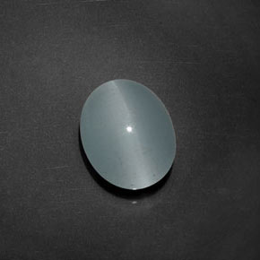 5.17캐럿 천연 그린블루 Cat's Eye Aquamarine, 타원형 컷, 12.4×9.4 mm, 투명한