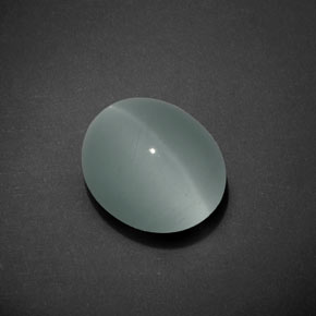 7.17캐럿 천연 그린블루 Cat's Eye Aquamarine, 타원형 컷, 12.8×10.9 mm, 투명한