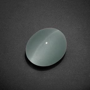 7.17캐럿 천연 그린블루 Cat's Eye Aquamarine, 타원형 컷, 12.8×10.9 mm, 투명한