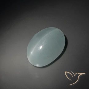 19.33ct 자연스러운 옅은 청록색 캣츠아이 아쿠아마린, 타원형, 투명한