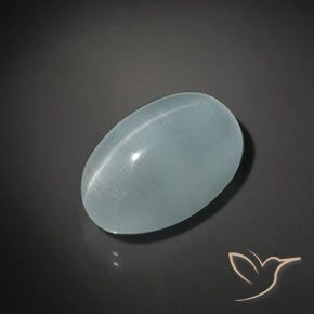 17.45ct 자연스러운 연한 청록색 캣츠아이 아쿠아마린, 타원형, 투명한