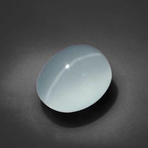 6.69캐럿 천연 그린블루 Cat's Eye Aquamarine, 타원형 컷, 11.8×9.7 mm, 투명한