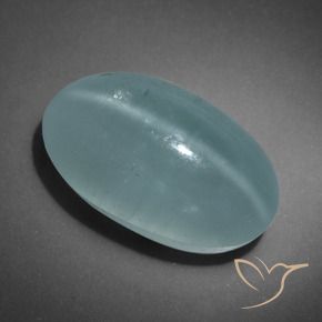 16.01캐럿 천연 청록색 캣츠아이 아쿠아마린, 타원형 컷, 투명한