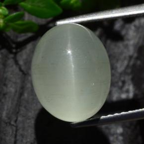 7.13캐럿 천연 라이트 그린 Cat's Eye Aquamarine, 타원형 컷, 12.2×9.8 mm, 투명한