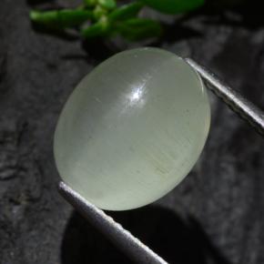 7.13캐럿 천연 라이트 그린 Cat's Eye Aquamarine, 타원형 컷, 12.2×9.8 mm, 투명한
