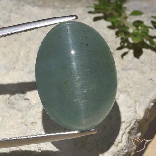 25.89ct 자연스러운 라이트 그린 블루 캣츠아이 아쿠아마린, 타원형, 투명한