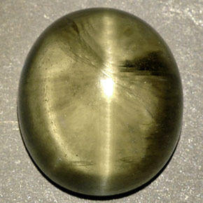 8.18캐럿 천연 그린 Cat's Eye Diaspore, 투명한, 12.2×10.6 mm, 투명/반투명
