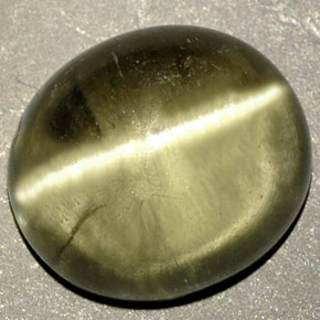 8.18캐럿 천연 그린 Cat's Eye Diaspore, 투명한, 12.2×10.6 mm, 투명/반투명