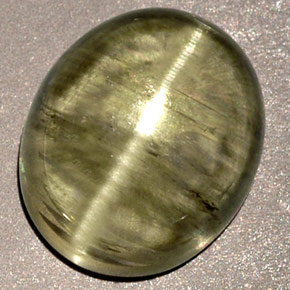6.32캐럿 천연 그린 Cat's Eye Diaspore, 투명한, 12.2×10.1 mm, 투명/반투명
