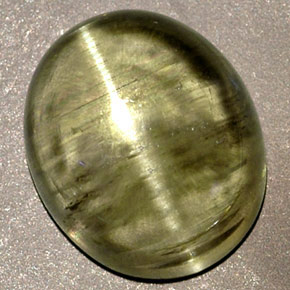6.32캐럿 천연 그린 Cat's Eye Diaspore, 투명한, 12.2×10.1 mm, 투명/반투명