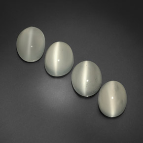 캐럿 천연 화이트 Cat's Eye Moonstone 보석, 투명한, 9.2×7.2 mm, 투명/반투명