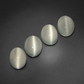 캐럿 천연 화이트 Cat's Eye Moonstone 보석, 투명한, 9.2×7.2 mm, 투명/반투명