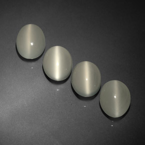 캐럿 천연 화이트 Cat's Eye Moonstone 보석, 투명한, 9.1×7.1 mm, 투명/반투명