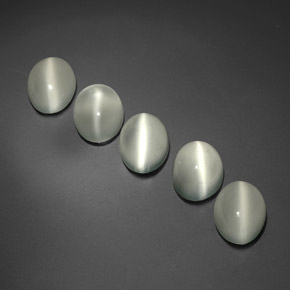 캐럿 천연 화이트 Cat's Eye Moonstone 보석, 투명한, 9×7.1 mm, 투명/반투명