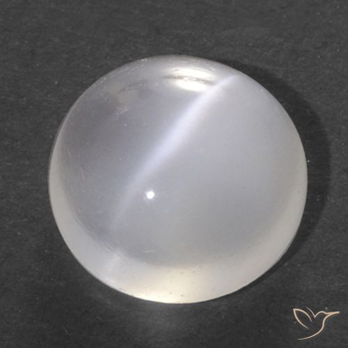1.40ct 자연스러운 반투명 흰색 캣츠아이 문스톤, 둥근, 투명한