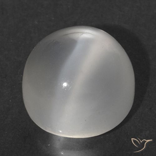 1.64ct 자연스러운 하얀색 캣츠아이 문스톤, 둥근, 투명한