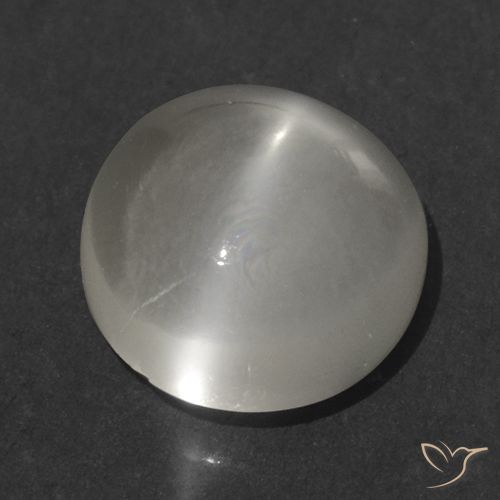 1.28ct 자연스러운 따뜻한 화이트 캣츠아이 문스톤, 둥근, 투명한