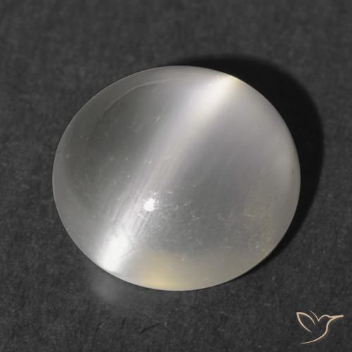 1.16ct 자연스러운 따뜻한 화이트 캣츠아이 문스톤, 둥근, 투명한