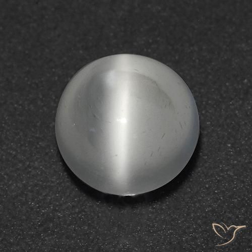 1.08ct 자연스러운 하얀색 캣츠아이 문스톤, 둥근, 투명한