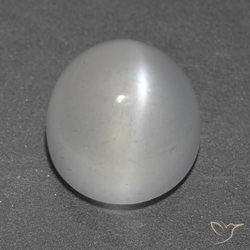3.47ct 자연스러운 하얀색 캣츠아이 문스톤, 둥근, 투명한