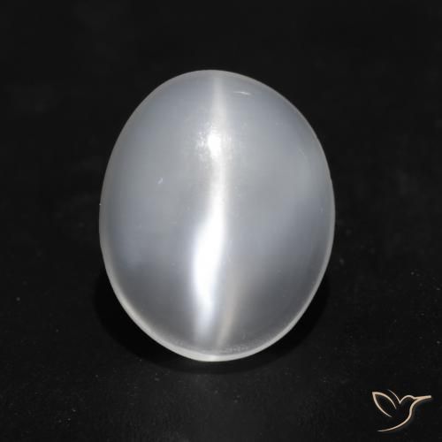 1.49ct 자연스러운 반투명 흰색 캣츠아이 문스톤, 타원형, 투명한