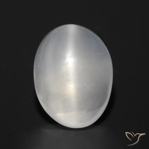 1.51ct 자연스러운 하얀색 캣츠아이 문스톤, 타원형, 투명한