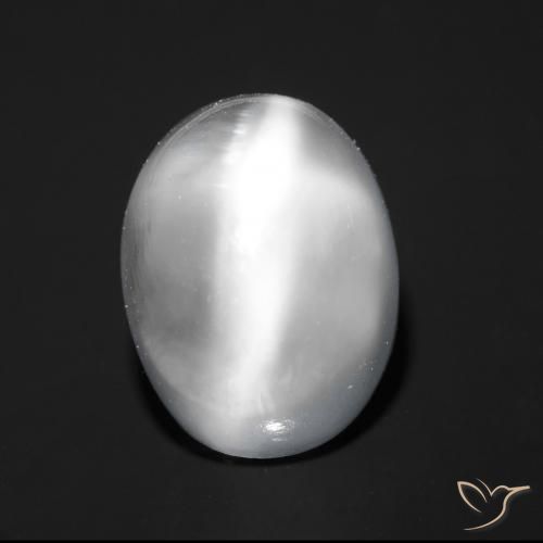 1.87ct 자연스러운 하얀색 캣츠아이 문스톤, 타원형, 투명한