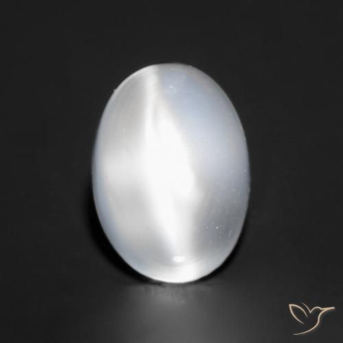 1.06ct 자연스러운 하얀색 캣츠아이 문스톤, 타원형, 투명한