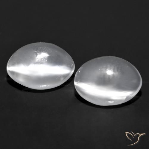 1.41캐럿 천연 화이트 Cat's Eye Moonstone 보석, 타원형 컷, 6.9×5.2 mm, 투명한