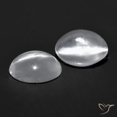 1.41캐럿 천연 화이트 Cat's Eye Moonstone 보석, 타원형 컷, 6.9×5.2 mm, 투명한