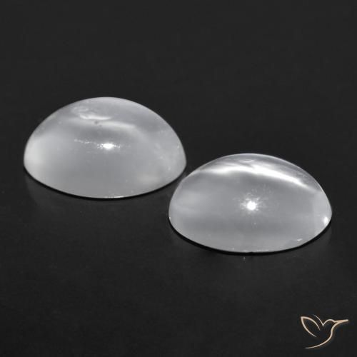 1.41캐럿 천연 화이트 Cat's Eye Moonstone 보석, 타원형 컷, 6.9×5.2 mm, 투명한