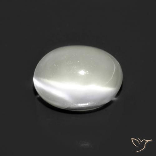 1.62ct 자연스러운 하얀색 캣츠아이 문스톤, 타원형, 투명한