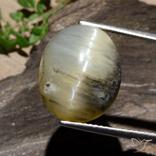11.91ct 자연스러운 갈황색 캣츠아이 오팔, 타원형, 불투명체