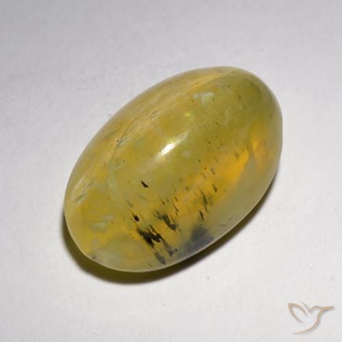 5.25ct 자연스러운 그윽한 노란색 캣츠아이 오팔, 타원형, 투명한