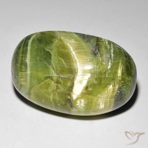 16.99ct 자연스러운 황록색 캣츠아이 오팔, 타원형, 불투명체