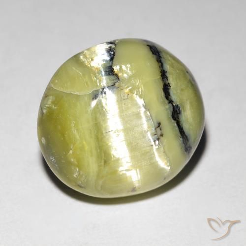 7.62ct 자연스러운 황록색 캣츠아이 오팔, 타원형, 불투명체