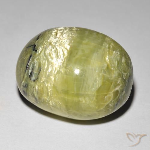 14.90ct 자연스러운 따뜻한 녹색 캣츠아이 오팔, 타원형, 불투명체