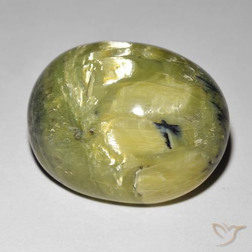 21.92ct 자연스러운 어스 그린 캣츠아이 오팔, 타원형, 불투명체