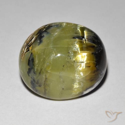 7.49ct 자연스러운 어스 그린 캣츠아이 오팔, 타원형, 불투명체